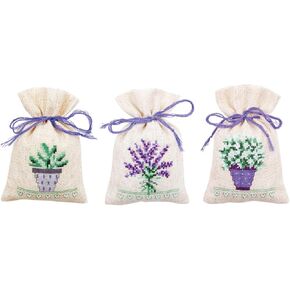 Vervaco Cross Stitch Bag Kit Provence (Set of 3) 3.2" x 4.8"