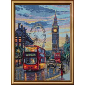 Aine - Rainy London A1014, Cross Stitch Kits 15¾"x15¾, Cross Stitch Kits for Beginners & Advanced, Crossstitching Kits Adult, Counted Stitching Kits, Embroidery Kit