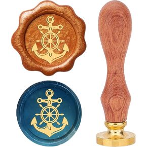 مرساة الزوارق وختم شمع الختم شمع 25 مم ختم شمع الختم الرجعية مقبض Rosewood Head القابل للإزالة من أجل دعوات زفاف حفل عيد الفصح هالوين عيد الميلاد هدايا هدايا عيد الشكر
