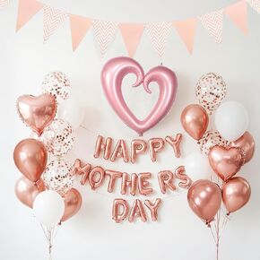 Happy Mother's Day Decoration Rose Gold Happy Mothers Day Banner Letter Balloons for Women Party Decorations