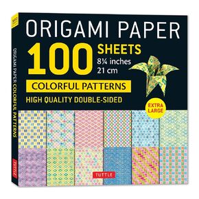 Origami Paper 100 sheets Colorful Patterns 8 1/4" (21 cm): Extra Large Double-Sided Origami Sheets Printed with 12 Different Color Combinations (Instructions for 5 Projects Included)