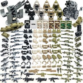 350+ PCS Military Weapon Pack Accessories for Swat Team Building Block Toy Military Weapon Set Include Camouflage Guns for Army Equipment Gear Sets Compatible with Mini Figure of Major Brand