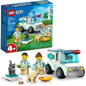 Lego City Vet Van Rescue 60382 ، سيارة الإسعاف للحيوانات ، تعلّم ألعاب اللعب للأطفال 4 زائد سنوات مع اثنين من الأداءات البيطرية ، وشخصيات الكلاب والقطط