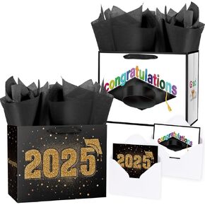 YSMILE 2025 حقيبة هدايا التخرج مع ورق منسجة GRART Congrat 2 Pack 12.6 "لقد فعلت ذلك فئة 2025