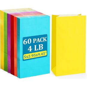 Bagdream 60pcs أكياس هدايا متنوعة #4 × 2.95 × 9.45 بوصة تفضل بالورق لحفل الزفاف ، ودش الطفل ، عيد ميلاد صغير - أكياس قوس قزح 4 راينس