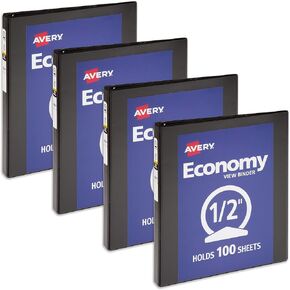 Avery Economy View 3 Ring Binder ، 1/2 Inch Rings Rings ، 4 Black Binders (05705)