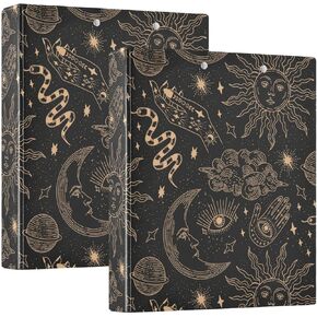Alaza Witchy Sun Moon Stars 3 Ring Binder 1.5 بوصة ثلاثة مجمعات مكتب رنين مع الحافظة و 3 جيوب ، عقد 200 ورقة ، 1pc