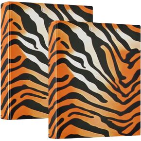 Tiger Skin Texture Tiger Black Orange Stripe Ring Binders 3 Ring Binders Binder Binder Binder Notebook مع مقطع معدني لمكتب المدرسة 1 PCS