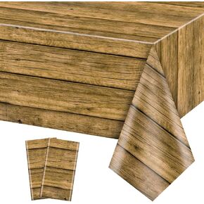 2pcs wood tableroth ، أغطية طاولة ريفية بنية ، زخرفة طاولة مستطيلة لحفلة عيد ميلاد ريفي تحت عنوان ، زخارف حفلات الشواء ، 51 × 86.6 بوصة