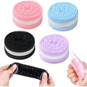 4Pcs Biscuit Stress Relief Toy, Pinching Biscuit Simulation Squishy Toy, Anxiety Relief Sensory Toy,Soft Decompression Toy, Stress Squeeze Fidget Toys for Kids and Adults, Taba Squishy, Fufu Squishy