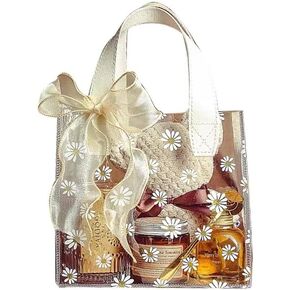 YMASELA Clear Gift Wrap Bag with Handles (9.8X9.1X5.5'',2pcs)Heavy Duty Plastic Waterproof Gift Packing Bag for Party, Reusable Merchandise Retail Transparent PVC Shopping Tote Bags for Package Candy