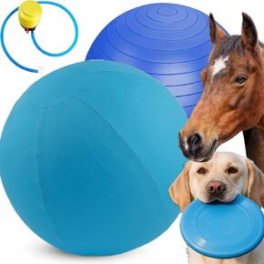 25-Inch Herding Ball for Dogs Horse with Cover.Dual Layered Herding Dog Ball for Australian Shepherds with Hand Pump for Play.Blue