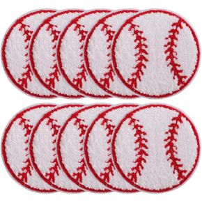 Magiclulu Chenille Iron on Baseball Patch 10pcs Baseball Softball Sofroided On Patches Displative Repair Patches Chenille for DIY Jeans Cloths ...