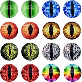 JJGQAZ 6mm-30mm Dragon Eyes Horse Eyes Cat Eyes Glass Cabochon for Clay Doll Making Sculptures Props Craft DIY Findings Jewelry Making (12MM- 30 Pairs)