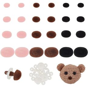 Gomakerer 24 PCS 4 أحجام أنوف السلامة ، 3 ألوان أنوف مصممة بيضاوية البلاستيك أنوف دمية دمية صنع أنف جرو كاذب للحيوانات المحشوة