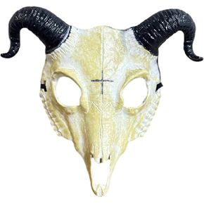 Soochat Goat Skull Mask Ram Skull Mask Goat Masks with Horn Demon Devil Evil Masks for Cosplay Halloween Costume Prop
