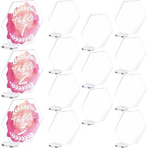 48 Pcs Clear Acrylic Place Cards with Holders Mini DIY Clear Acrylic Table Place Signs for Blank Seating Card for Handwritten Numbers Freestanding Wedding Dinner Guest Name Decor(Rectangle Style)