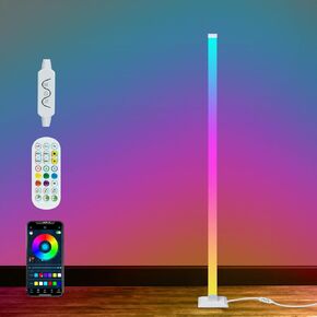 RGB LED Corner Floor Lamp with Remote Control,Smart Corner Light with 16 Million DIY Colors,Music Sync, Color Changing Standing LED Lamp for Bedroom Living Room Gaming Room