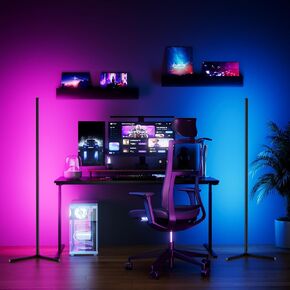 RGB Corner Floor Lamp, 65" Color Changing Modern Corner Lamp with APP Control, Modern LED Lamp with 16 Million Colors & Music Sync for Living Rooms, Bedrooms, and Gaming Rooms
