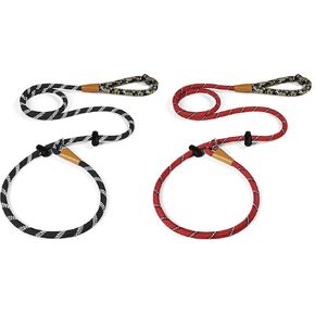 Lynxking Dog Leash1/2in × 6 قدم الرصاص العاكس الأسود والأحمر ، 2 عبوة