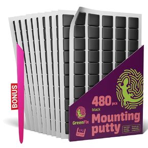 معجون أسود 480pcs - معجون ملصق للجدران لا ضرر - قابلة للإزالة قابلة لإعادة الاستخدام لزجة - جدار مبتذل لعلاج الفنون والحرف اليدوية معلقة الصور