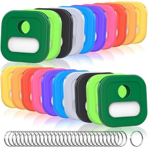 TTSTAR 20 Pack Square Key Labels علامات للمفاتيح القياسية 0.9-1.05 بوصة ، معرفات ألوان مفتاح متينة مع ملصقات ورقية فارغة ، 10 ألوان