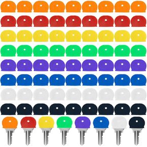 96 PCS COOP COVER CAPS TAGS معرفات المفاتيح العلامات المفتاح ، غطاء حماية المفتاح 8 ألوان لمفاتيح المنزل المسطحة القياسية