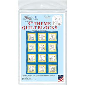 Jack Dempsey Quilt Blocks 9X9 WH Gnomes, White