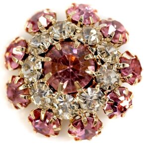 10 PCS Fancy Pink Mix Rhinestones أحجار خياطة أزرار ساق المعادن للمعاطف -22 مم -8/9 "