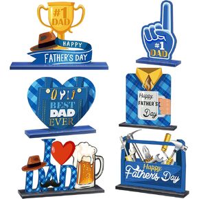 QUNCLAY 6 PCS DAID DAID DECERATIONS Happy Foden's Wooden Table Concerbies Adals Day Table Sign Minterpiece Phathers Day Decorations Party Centerces Birthday Party Supplies