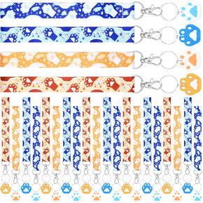 24 Pcs Blue Dog Wrist Lanyard with Rubber Keychain Gifts Dog Memorial Gifts Cute Kawaii Key Keychain Lanyard Mini Hanging Cartoon Accessories for Men Women Badge Wallet Birthday Decorations