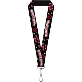 Lanyard Harley Quinn Good to be Bad Collage Black Red Pinks