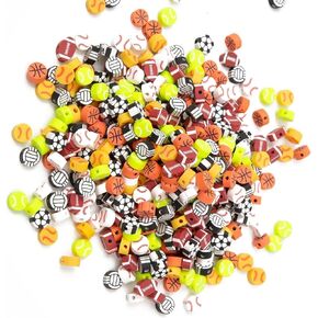 30pcs حبات رياضية متعددة الألوان لأساور DIY صنع سحر للرياضات Clay Bead لكرة القدم لكرة السلة للكرة الطائرة سحر Clay Bead لصنع المجوهرات ، والخرز والخرز.