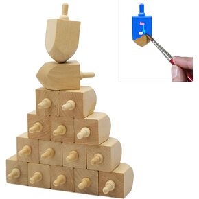 شركة Dreidel Hanukkah Wooden Dreidel ، تصمم شانوكا دريدل 3 بوصة ، غير مكتملة وطبيعية (48 حزمة)