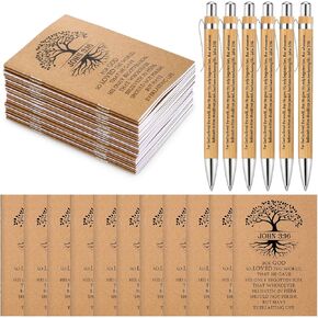 Eaasty 50 Pcs Mother's Day Gifts Bible Verse Notebooks Kraft Religious Notepad Christian Bamboo Pens John 3: 16 Prayer Journal Easter Basket Stuffers Church Supplies for Women Men Sunday School