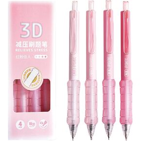 4 Pcs Gel Ink Pens Cute Retractable Pens Pink Pen 0.5mm Black Ink Pen Writing Pens Office School Supplies Kawaii Pens for Girls Women Boys Men (Pink) in Kuwait