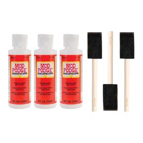 Mod Podge Gloss 4 أوقية زجاجة الضغط | الكل في واحد الغراء ، السدادات والانتهاء | في حزمة مع Artisx Application Foam Brush (3)