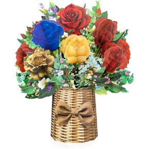 Violet Big Pop Up Cards, 13 inch Paper Flower Bouquet Greeting Cards with Blank Note Card & Envelope, ideal gift for celebrating Love, Holiday, Birthday, Anniversary, Mother's Day, Housewarming in Kuwait