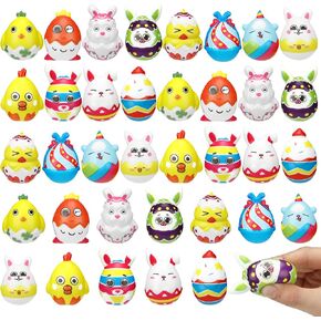 36 PCS عيد الفصح كرات الإجهاد التخفيف الضغط على البيض البطيء الصعود الحسية لعب ألعاب عيد الفصح حشو بيض عيد الفصح حشوات السلة