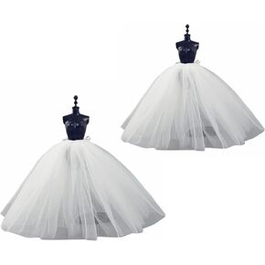 2pcs/الكثير من الأزياء petticoat لمدة 11.5 "1/6 دمية فستان زفاف الفستان أسفل الملابس ملحقات 1/6 BJD دمى (طويلة ، أبيض) in Kuwait