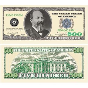 American Art Classics Pack of 25 Bills - $500.00 Five Hundred Dollar Casino Party Money
