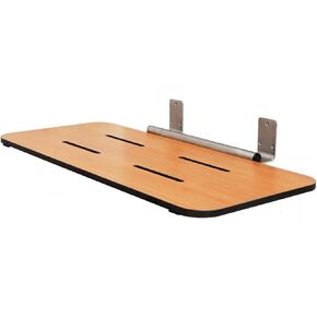 Catalina 29" x 16.5" Side Wall-Mount Folding Natural Teak Wood Tub Seat with 3" Slats and #304 Satin Stainless Steel Frame