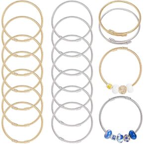 Sunnyclue 20pcs أساور قابلة للتعديل الذهب المفتوح الكفة سوار الجزء الأكبر من الفولاذ المقاوم للصدأ من الفولاذ المقاوم للصدأ حلقة سلك إغلاق الأصفاد القابلة للتوسيع لأساور لصنع المجوهرات.