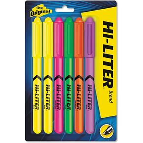 Hi-Liter 23565 Hi-Liter على طراز القلم ، ألوان فلورسنت متنوعة ، 6/مجموعة