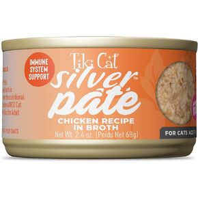 Tiki Cat Silver Pate Wet Cat Food, Chicken Recipe in Broth, 2.4 oz. Can (12 Count)