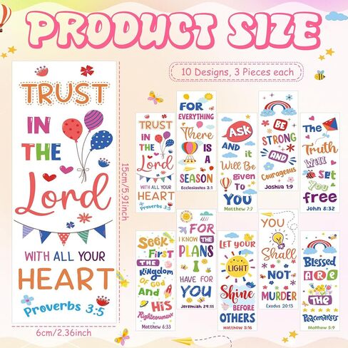 Ecally 30 Sets Christian Dog Tag Necklace Religious Bookmarks Bible Verse Necklaces Religious Party Favor Inspirational Quotes Bookmarks End of Year Gifts for Student Sunday School Prize(Bright Color) in Kuwait