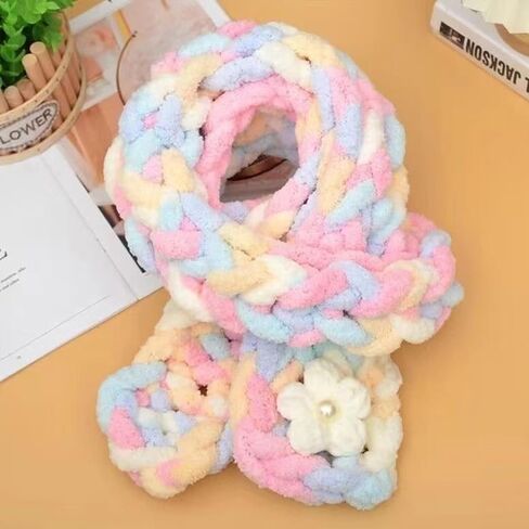 8 Pack Chunky Yarn for Crocheting,Tie Dye Fluffy Jumbo Chenille Soft Plush Yarn Bulky, Mixed Color Giant Thick Fuzzy for Hand Knitting or Arm Knitting,(Black,White,Gray) in Saudi Arabia
