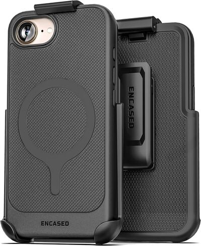 Encased iPhone SE Belt Clip Case (2020/2022) Thin Armor Grip Cover with Holster (Matte Black) in Saudi Arabia