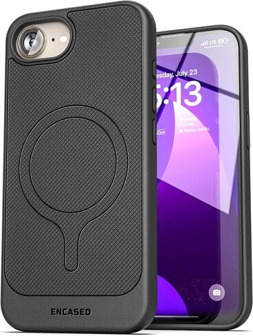Encased iPhone SE Belt Clip Case (2020/2022) Thin Armor Grip Cover with Holster (Matte Black) in Saudi Arabia