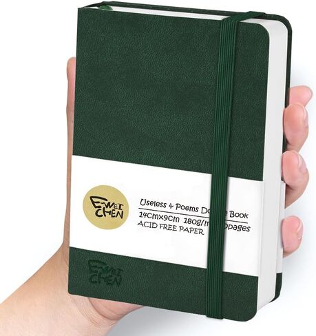 Mix Media Pad,3.5"x5.5" Small Hardcover Leather Art Sketchbook,60 Sheets(112lb/180gsm) Heavyweight Acid Free Artistic Painting Drawing Sketching Paper, Handy Pocket Journal Sketchbook.Black in Kuwait